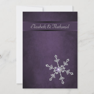 Diamond Snowflakes & Ribbon Wedding Invitation