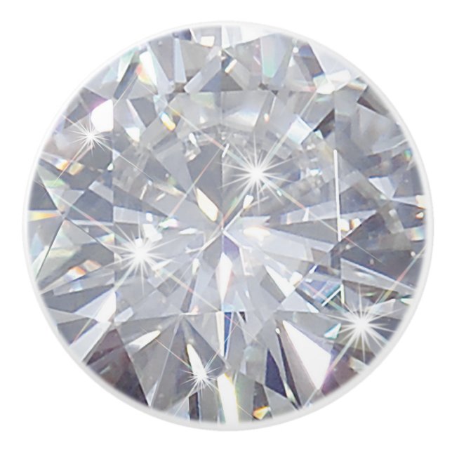 Diamond Solitaire Ceramic Drawer Pull Knob (Front)