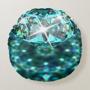 Diamond sparkle gemstone elegant teal black round cushion