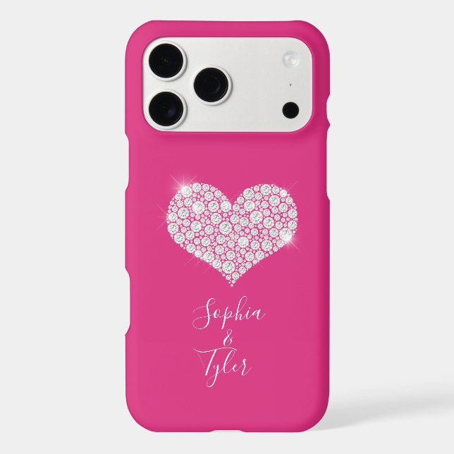 Diamond Sparkle Heart, DIY Names Script, Deep Pink (Back)