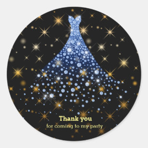 Diamond sparkling gown classic round sticker