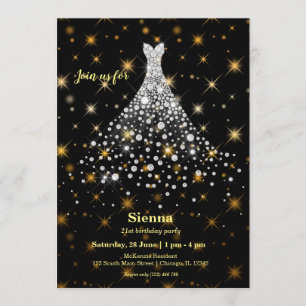 Diamond sparkling gown invitation