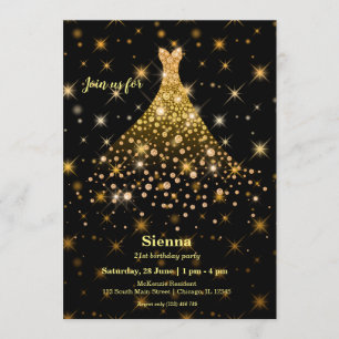 Diamond sparkling gown invitation