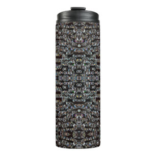 Diamond sparkly pattern elegant jewel silver black thermal tumbler