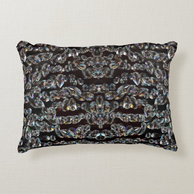 Diamond sparkly pattern elegant silver and black decorative cushion (Front)