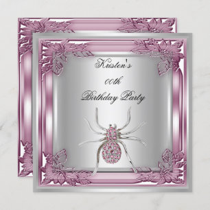 Diamond Spider Elite Elegant Birthday Party Pink Invitation