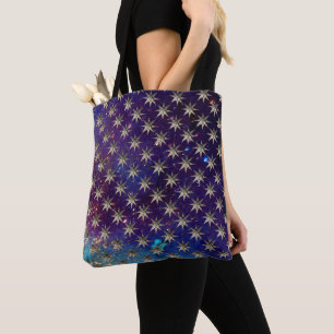 DIAMOND STARS IN BLUE SKY IN GOLD SPARKLES Fantasy Tote Bag