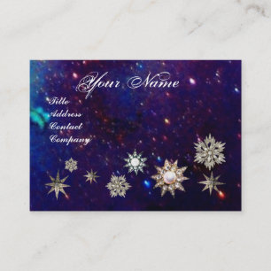 DIAMOND STARS MONOGRAM,blue sparkles Business Card