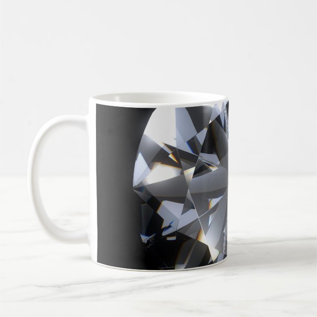 Diamond stone: black space sparkle. coffee mug (Left)