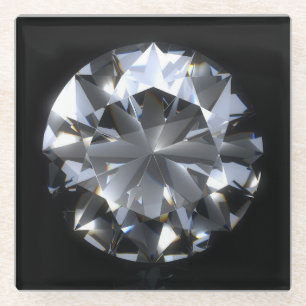 Diamond stone: black space sparkle. glass coaster