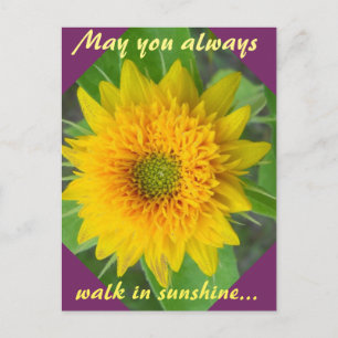 Diamond Sunflower with inspiring message postcard