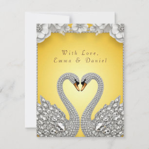 🌸 Diamond Swans Mirrored Romantic Layout✨ RSVP Card
