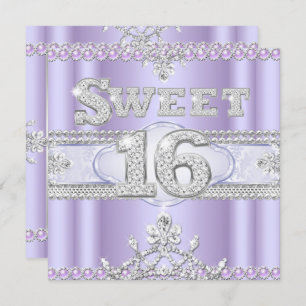 Diamond Sweet 16 Sixteen Party Purple Lilac Invitation