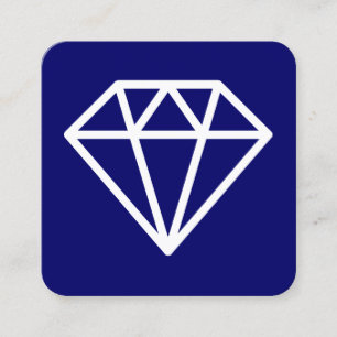 Diamond Symbol - White on Dark Blue Square Business Card