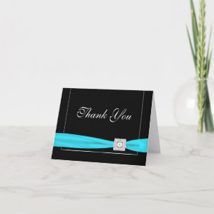 Diamond Teal Blue Black Thank You Cards
