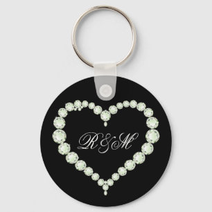 Diamond Themed Monogram "His and Her" initials Key Ring