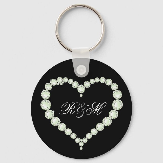Diamond Themed Monogram "His and Her" initials Key Ring (Front)