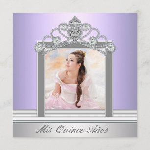 Diamond Tiara Purple Photo Quinceanera Invitation