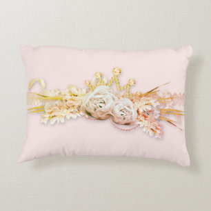 Diamond Tiara rose floral lace sparkle reversable  Decorative Cushion
