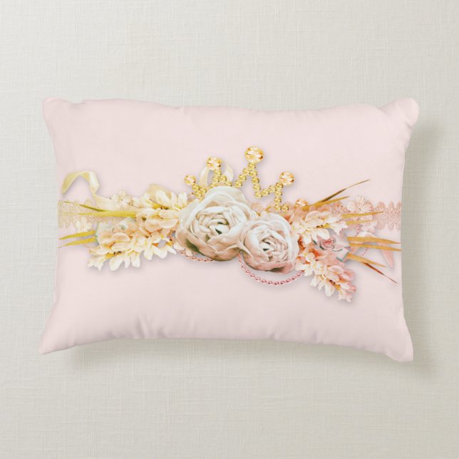 Diamond Tiara rose floral lace sparkle reversable  Decorative Cushion (Back)