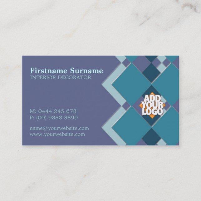 Diamond Tiles Decorator w/ Logo Business Card (Front)