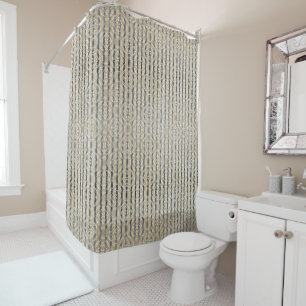 Diamond Tiles & Stripes Pattern Shower Curtain