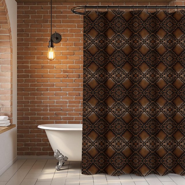 Diamond Tooled Leather Look Pattern Shower Curtain (Creator Uploaded)
