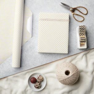 Diamond Trellis Butter Yellow - White Wrapping Paper