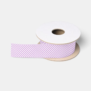 Diamond Trellis Orchid Purple - White Satin Ribbon