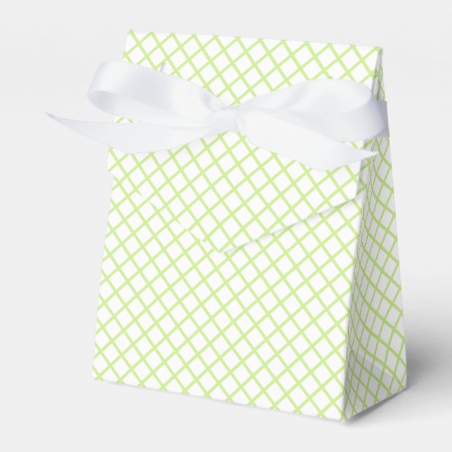 Diamond Trellis Spring Green - White Favour Box (Front Side)