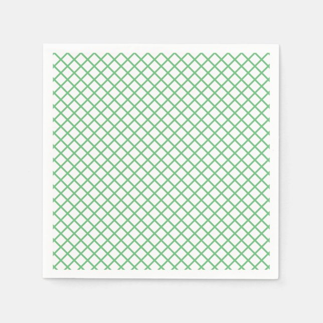 Diamond Trellis Summer Green - White Napkin (Front)