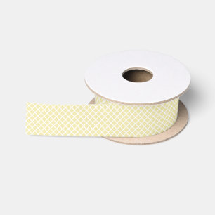 Diamond Trellis White - Butter Yellow Satin Ribbon
