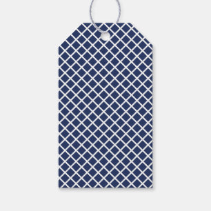 Diamond Trellis White - Navy Blue Gift Tags