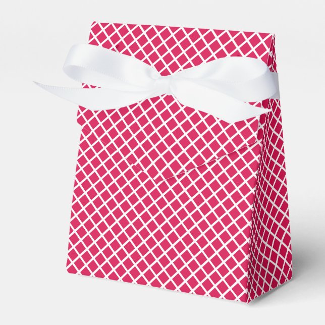 Diamond Trellis White - Raspberry Favour Box (Front Side)