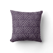 Diamond Tribal Pattern Pillow - Aubergine