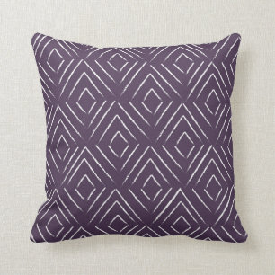 Diamond Tribal Pattern Pillow - Aubergine