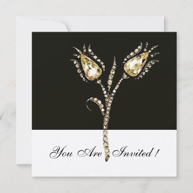 DIAMOND TULIPS ,Gold Metallic Invitation (Front)