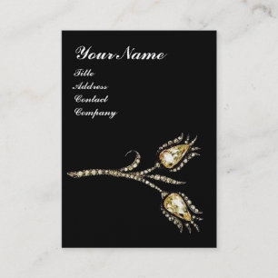 DIAMOND TULIPS MONOGRAM ,Black,White Pearl Business Card