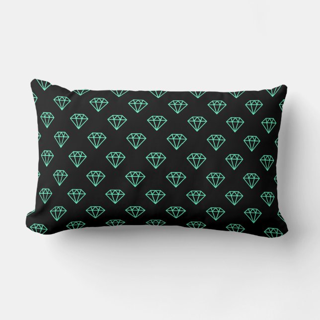 Diamond - Turquoise on Black Lumbar Cushion (Front)