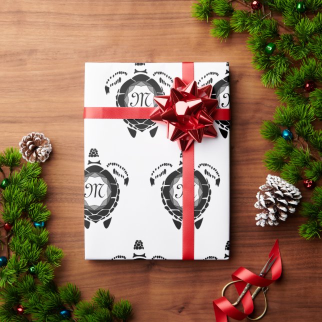 Diamond Turtle Shellback Monogram Wrapping Paper (Holiday Gift)