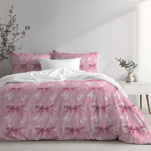 Diamond watercolor Pink Coquette Bow  Pillowcase