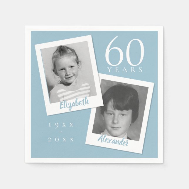 Diamond Wedding 60th Anniversary Kids Photos Napkin (Front)