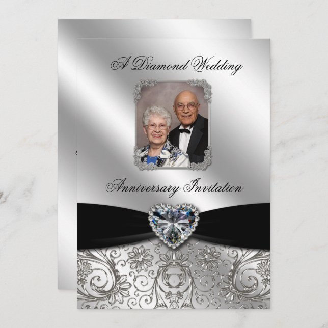 Diamond Wedding Anniversary 5x7 Photo Invite (Front/Back)