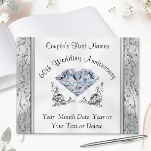 Diamond Wedding Anniversary Guest Book or Wedding.