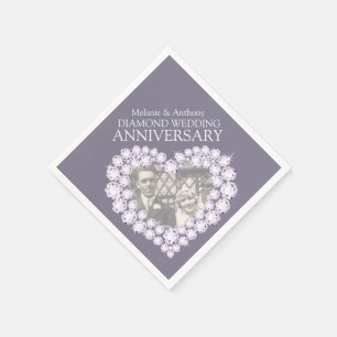 Diamond Wedding Anniversary heart photo napkins