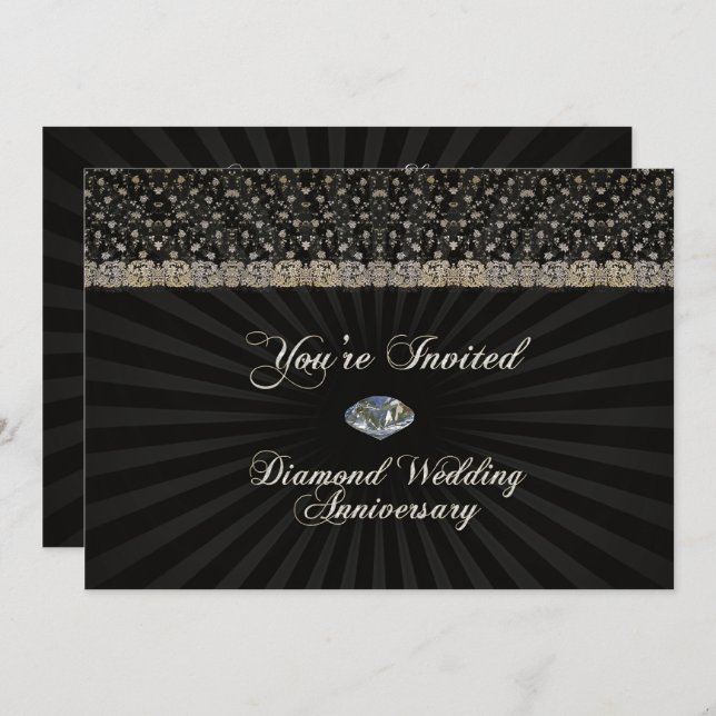Diamond Wedding Anniversary Invitation Card (Front/Back)