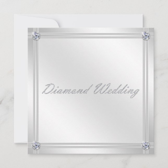 Diamond Wedding Anniversary Invitation in Silver (Front)