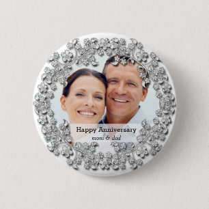 Diamond wedding anniversary with a photo 6 cm round badge