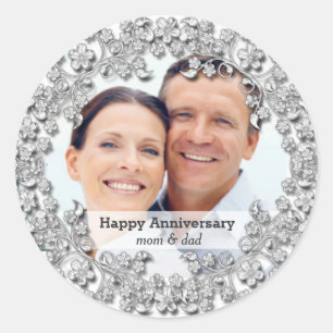 Diamond Wedding Anniversary with a photo Classic Round Sticker
