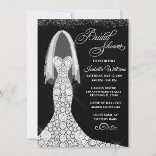 Diamond Wedding Dress Bridal Shower Invitation